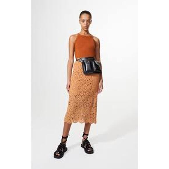 Rodebjer Trixie Crochet Midi Skirt Warm Sand Soft Orange 100% cotton Size Large - Picture 11 of 14